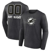 Miami Dolphins Personalized Name & Number Monochrome Long Sleeve T-Shirt Charcoal - NFL