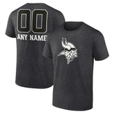 Minnesota Vikings Personalized Name & Number Monochrome T-Shirt Charcoal - NFL