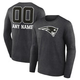 New England Patriots Personalized Name & Number Monochrome Long Sleeve T-Shirt Charcoal - NFL