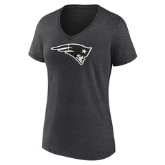 New England Patriots Women's Personalized Name & Number Monochrome V-Neck Long Sleeve T-Shirt Charcoal - NFL