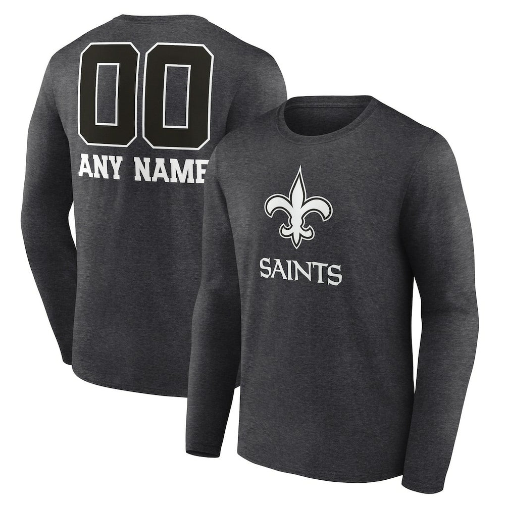 New Orleans Saints Personalized Name & Number Monochrome Long Sleeve T-Shirt Charcoal - NFL