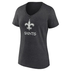 New Orleans Saints Women's Personalized Name & Number Monochrome V-Neck Long Sleeve T-Shirt Charcoal - NFL