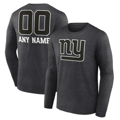 New York Giants Personalized Name & Number Monochrome Long Sleeve T-Shirt Charcoal - NFL