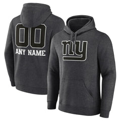 New York Giants Personalized Name & Number Monochrome Pullover Hoodie Charcoal - NFL