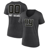 New York Giants Women's Personalized Name & Number Monochrome V-Neck Long Sleeve T-Shirt Charcoal - NFL