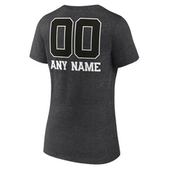 New York Giants Women's Personalized Name & Number Monochrome V-Neck Long Sleeve T-Shirt Charcoal - NFL