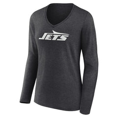 New York Jets Women's Personalized Name & Number Monochrome V-neck T-Shirt Charcoal - NFL