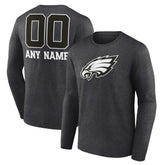 Philadelphia Eagles Personalized Name & Number Monochrome Long Sleeve T-Shirt Charcoal - NFL
