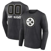Pittsburgh Steelers Personalized Name & Number Monochrome Long Sleeve T-Shirt Charcoal - NFL