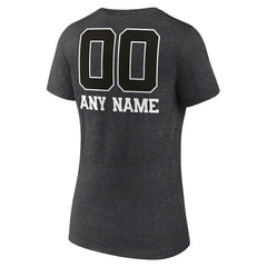 Pittsburgh Steelers Women's Personalized Name & Number Monochrome V-Neck Long Sleeve T-Shirt Charcoal - NFL
