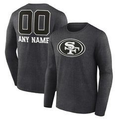 San Francisco 49ers Personalized Name & Number Monochrome Long Sleeve T-Shirt Charcoal - NFL