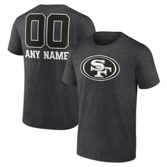 San Francisco 49ers Personalized Name & Number Monochrome T-Shirt Charcoal - NFL
