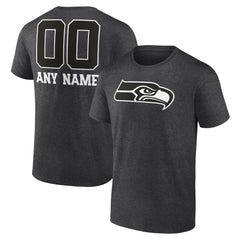 Seattle Seahawks Personalized Name & Number Monochrome T-Shirt Charcoal - NFL