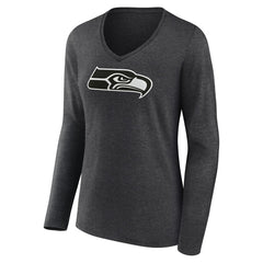 Seattle Seahawks Women's Personalized Name & Number Monochrome V-neck T-Shirt Charcoal - NFL