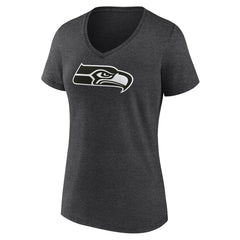 Seattle Seahawks Women's Personalized Name & Number Monochrome V-Neck Long Sleeve T-Shirt Charcoal - NFL