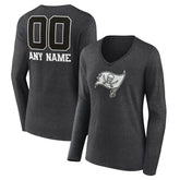 Tampa Bay Buccaneers Women's Personalized Name & Number Monochrome V-neck T-Shirt Charcoal - NFL