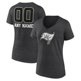 Tampa Bay Buccaneers Women's Personalized Name & Number Monochrome V-Neck Long Sleeve T-Shirt Charcoal - NFL