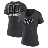 Washington Commanders Women's Personalized Name & Number Monochrome V-Neck Long Sleeve T-Shirt Charcoal - NFL