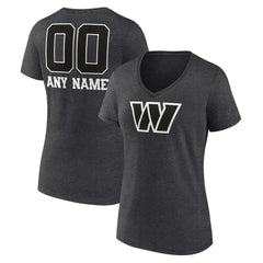 Washington Commanders Women's Personalized Name & Number Monochrome V-Neck Long Sleeve T-Shirt Charcoal - NFL