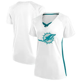Miami Dolphins Women's Plus Size Glitter Lace-Up V- Neck T-Shirt White - Fanatics