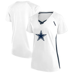 Dallas Cowboys Women's Plus Size Glitter Lace-Up V- Neck T-Shirt White - Fanatics
