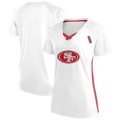 San Francisco 49ers Women's Plus Size Glitter Lace-Up V- Neck T-Shirt White - Fanatics