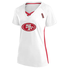 San Francisco 49ers Women's Plus Size Glitter Lace-Up V- Neck T-Shirt White - Fanatics