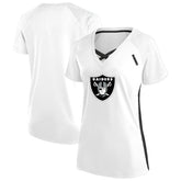 Las Vegas Raiders Women's Plus Size Glitter Lace-Up V- Neck T-Shirt White - Fanatics