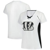 Cincinnati Bengals Women's Plus Size Glitter Lace-Up V- Neck T-Shirt White - Fanatics