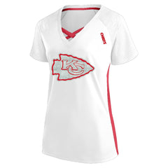 Kansas City Chiefs Women's Plus Size Glitter Lace-Up V- Neck T-Shirt White - Fanatics