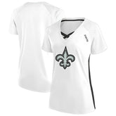 New Orleans Saints Women's Plus Size Glitter Lace-Up V- Neck T-Shirt White - Fanatics