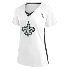 New Orleans Saints Women's Plus Size Glitter Lace-Up V- Neck T-Shirt White - Fanatics