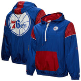 Mitchell & Ness - Philadelphia 76ers Unisex Hardwood Classics Team OG 3.0 Anorak Half-Zip Windbreaker Jacket - Royal