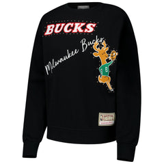 Mitchell & Ness - Milwaukee Bucks Women's Hardwood Classics Home Team Pullover Sweatshirt - Black