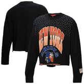 Mitchell & Ness - New York Knicks Women's Hardwood Classics Studded Boxy Cropped Long Sleeve T-Shirt - Black
