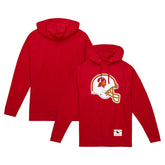 Tampa Bay Buccaneers Helmet Logo Vintage Pullover Hoodie Red - Mitchell & Ness