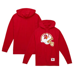 Tampa Bay Buccaneers Helmet Logo Vintage Pullover Hoodie Red - Mitchell & Ness
