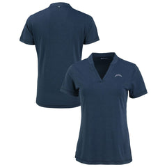 Los Angeles Chargers Cutter & Buck Women's Forge Stretch Blade DryTec V-Neck Polo Heather Navy - NFL