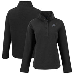 Detroit Lions Cutter & Buck Women's Hunts Point Eco Half-Snap Sweatshirt Black - NFL