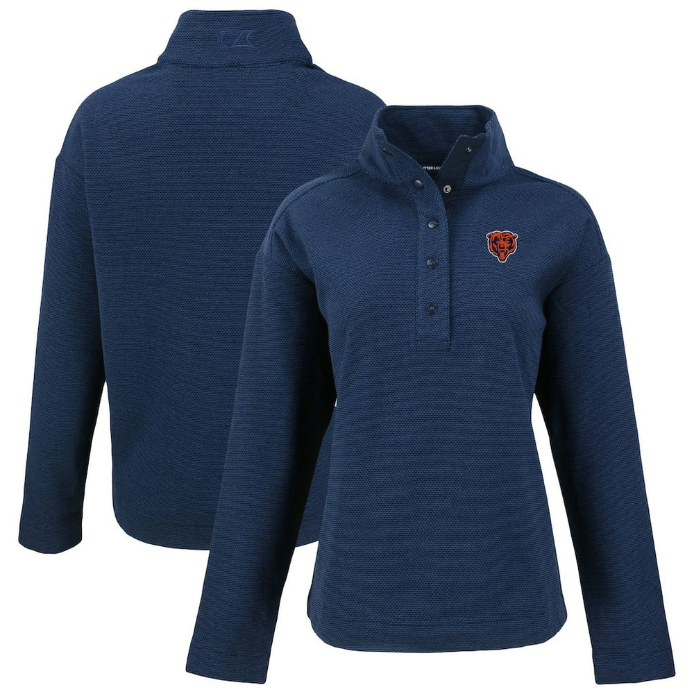 Chicago Bears Cutter & Buck Women's Hunts Point Eco Half-Snap Sweatshirt Navy - NFL
