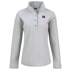 New York Giants Cutter & Buck Women's Hunts Point Eco Half-Snap Sweatshirt Gray - NFL