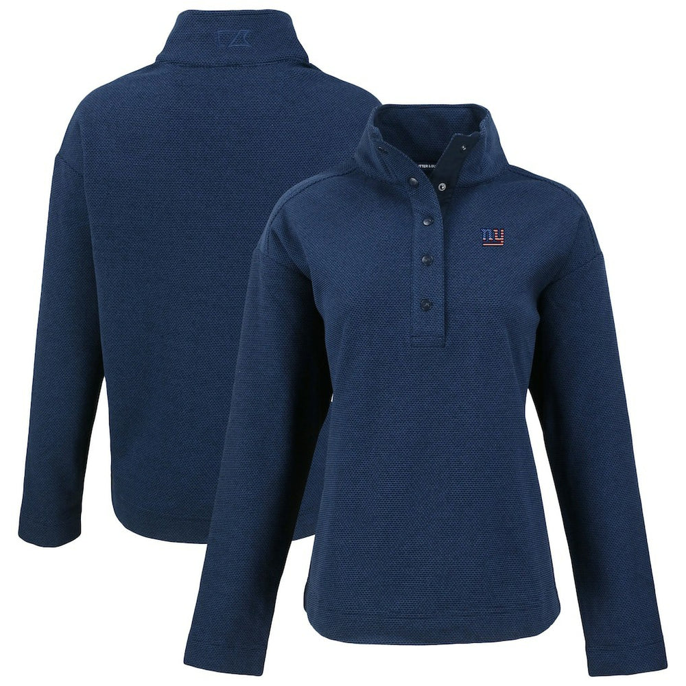 New York Giants Cutter & Buck Women's Hunts Point Eco Half-Snap Sweatshirt Navy - NFL