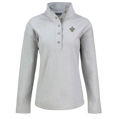 New Orleans Saints Cutter & Buck Women's Hunts Point Eco Half-Snap Sweatshirt Gray - NFL