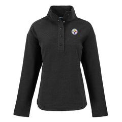 Pittsburgh Steelers Cutter & Buck Women's Hunts Point Eco Half-Snap Sweatshirt Black - NFL