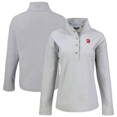 Tampa Bay Buccaneers Cutter & Buck Women's Hunts Point Eco Half-Snap Sweatshirt Gray - NFL