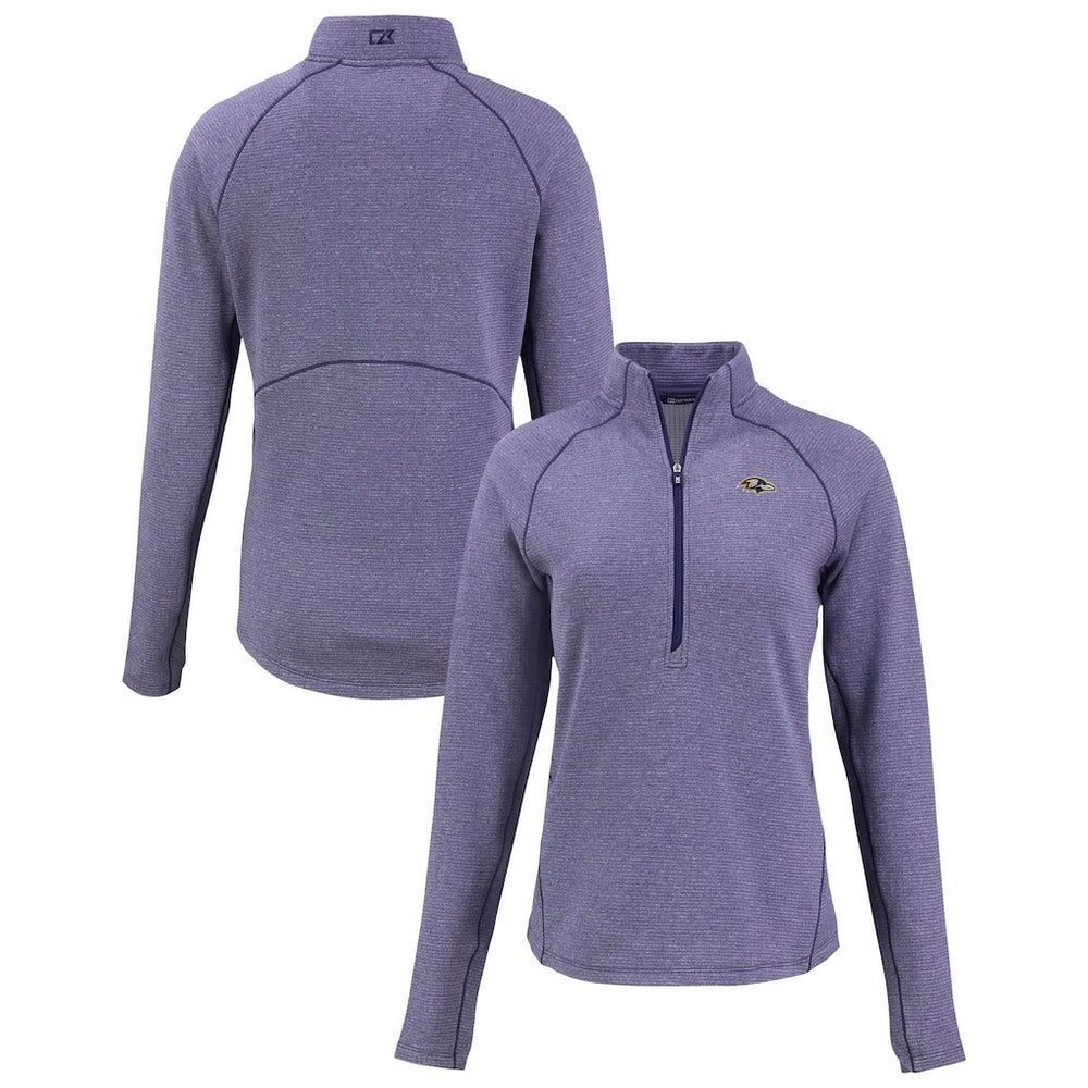 Baltimore Ravens Cutter & Buck Women's Peshastin Eco Fleece Recycled Tri-Blend Raglan Half-Zip Jacket Heather Purple - NFL