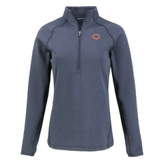 Chicago Bears Cutter & Buck Women's Peshastin Eco Fleece Recycled Tri-Blend Raglan Half-Zip Jacket Heather Navy - NFL