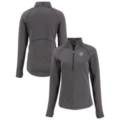 Las Vegas Raiders Cutter & Buck Women's Peshastin Eco Fleece Recycled Tri-Blend Raglan Half-Zip Jacket Heather Black - NFL