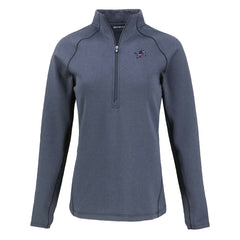 Detroit Lions Cutter & Buck Women's Americana Peshastin Eco Fleece Recycled Tri-Blend Raglan Half-Zip Jacket Heather Navy - NFL