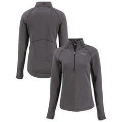 New England Patriots Cutter & Buck Women's Peshastin Eco Fleece Recycled Tri-Blend Raglan Half-Zip Jacket Heather Black - NFL